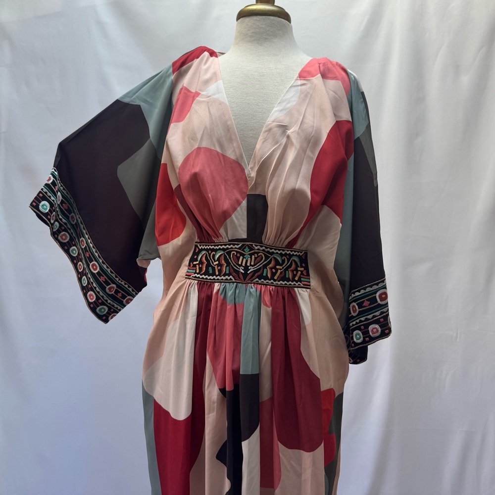eShakti Multicolor Midi Caftan Dress - Picture 4 of 7